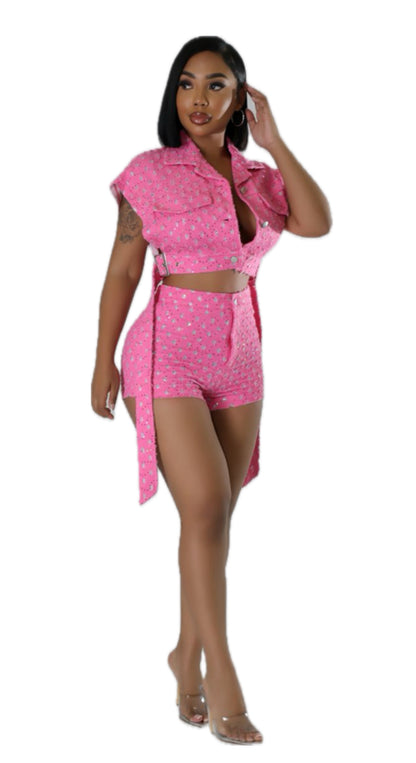 Pink Festive Short Set Half