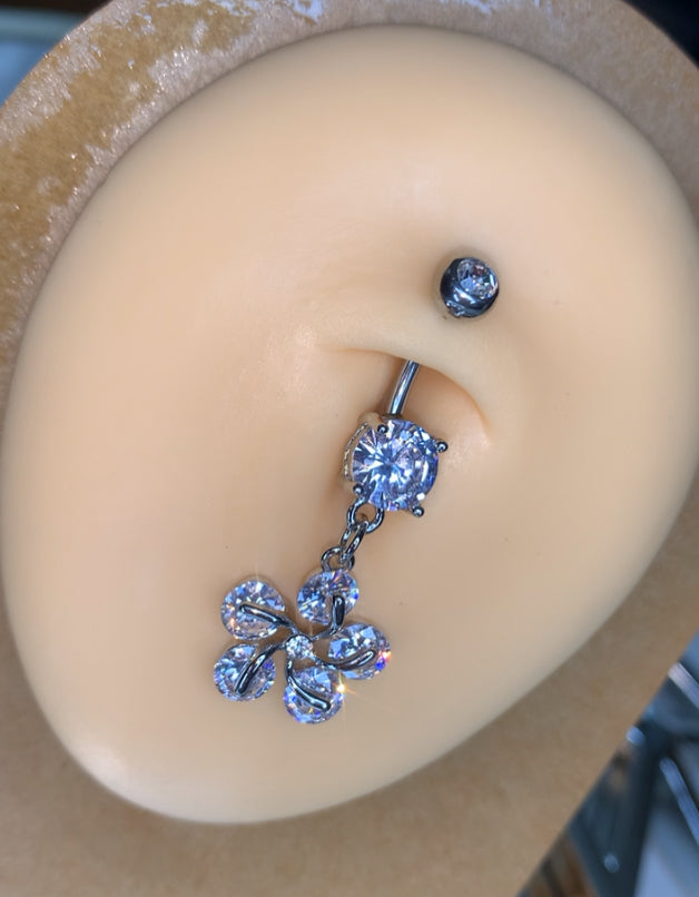 Clear swirl belly ring