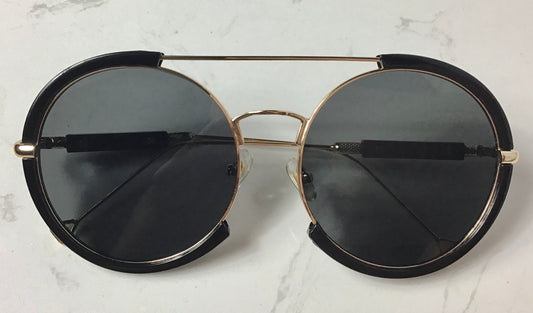 Oversized Top Bar Round Tinted Sunglasses