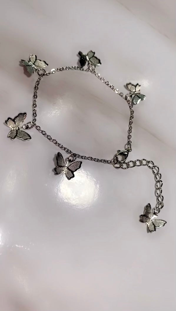 Silver 3D a Butterfly Bracelet