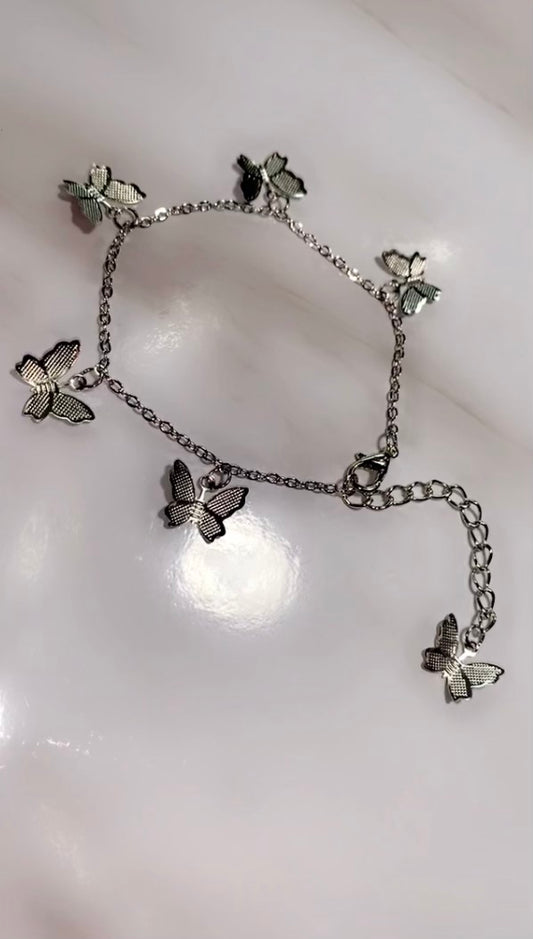 Silver 3D a Butterfly Bracelet