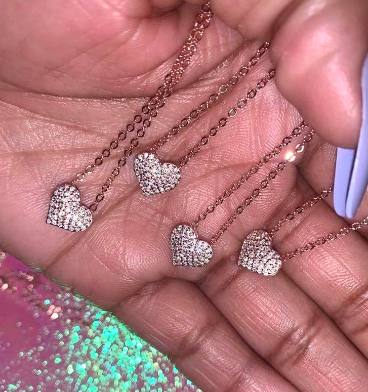 Gold Diamond Heart Necklaces